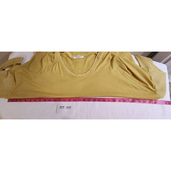 PROJECT SOCIAL T WOMENS LARGE YELLOW SHIRT MUSTARD SCOOP NECK RIBBED THERMAL - Picture 10 of 12
